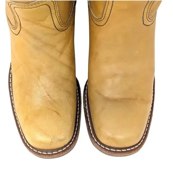 Frye Vintage Campus Boots Banana Yellow Leather Women’s Size 7.5 - Picture 3 of 8